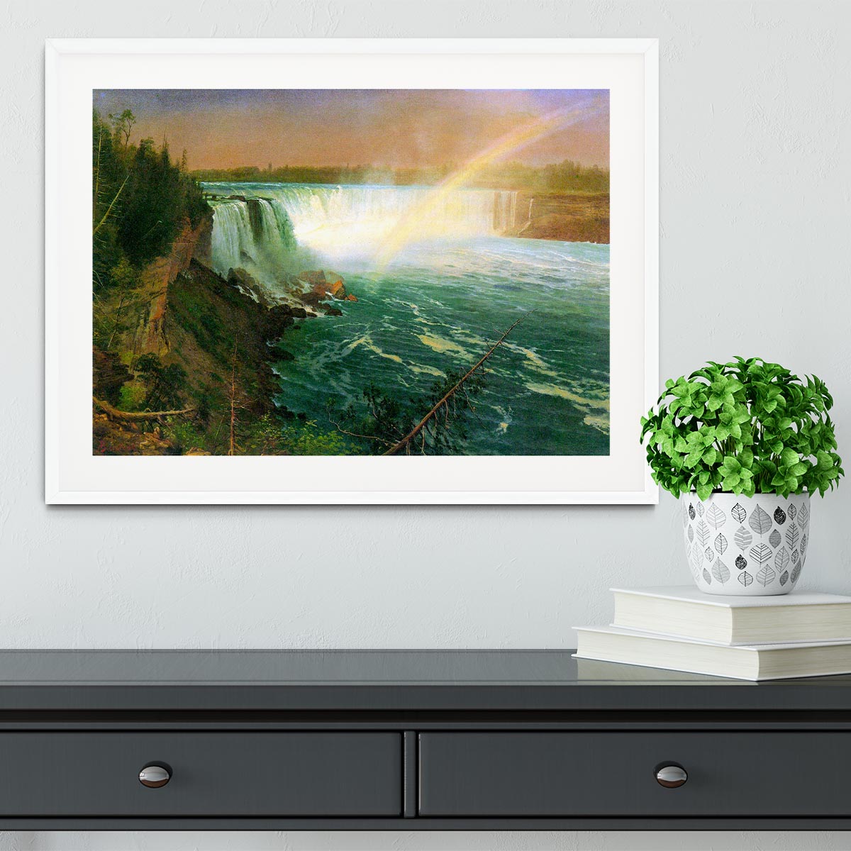 Niagra Falls by Bierstadt Framed Print - Canvas Art Rocks - 5