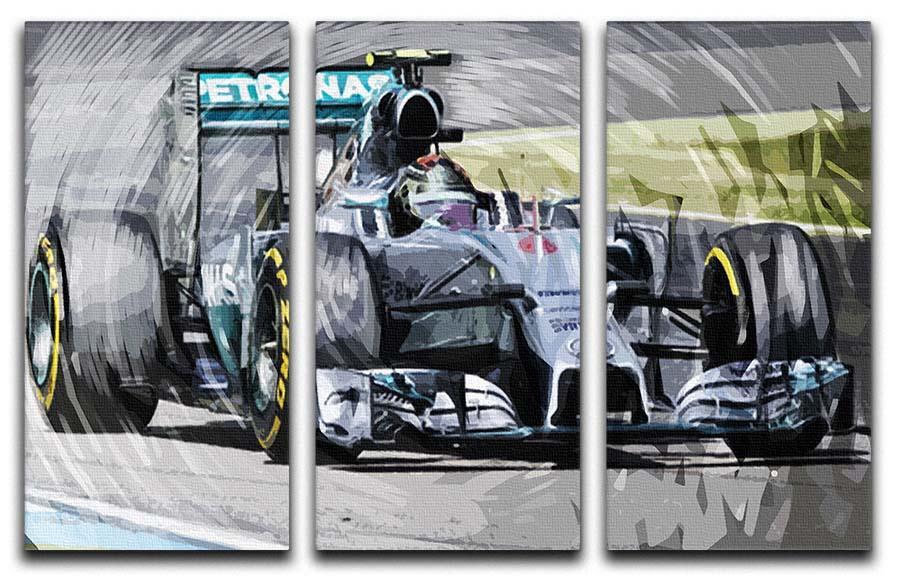 Nico Rosberg Formula 1 3 Split Panel Canvas Print - Canvas Art Rocks - 1