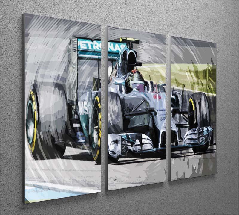 Nico Rosberg Formula 1 3 Split Panel Canvas Print - Canvas Art Rocks - 2