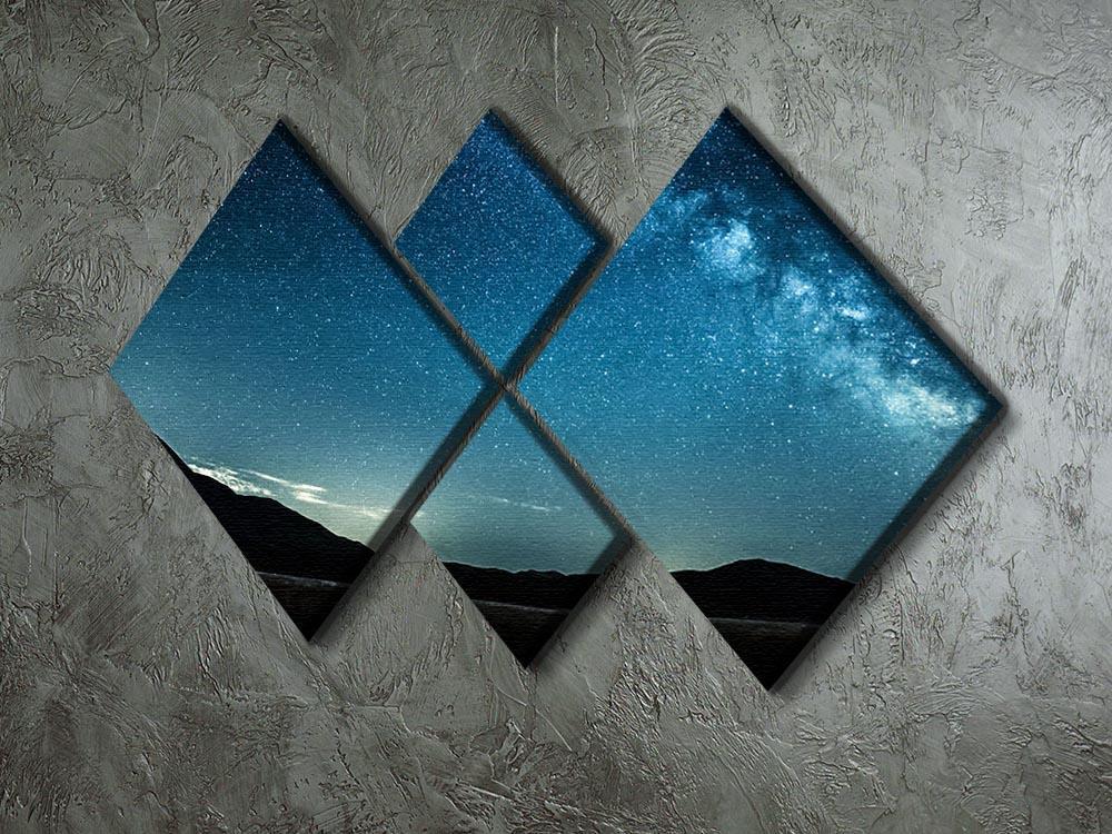 Night sky with stars milky way over mountains 4 Square Multi Panel Canvas - Canvas Art Rocks - 2