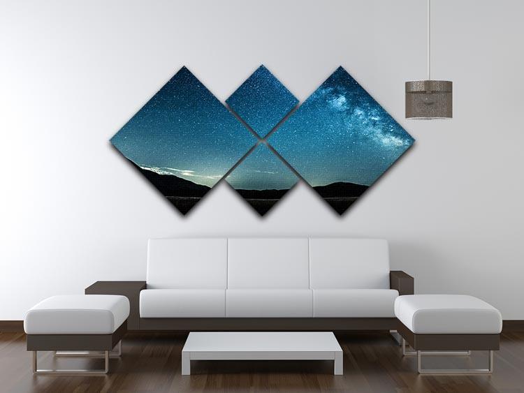 Night sky with stars milky way over mountains 4 Square Multi Panel Canvas - Canvas Art Rocks - 3