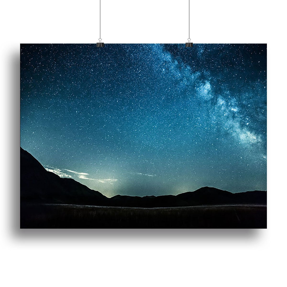Night sky with stars milky way over mountains Canvas Print or Poster