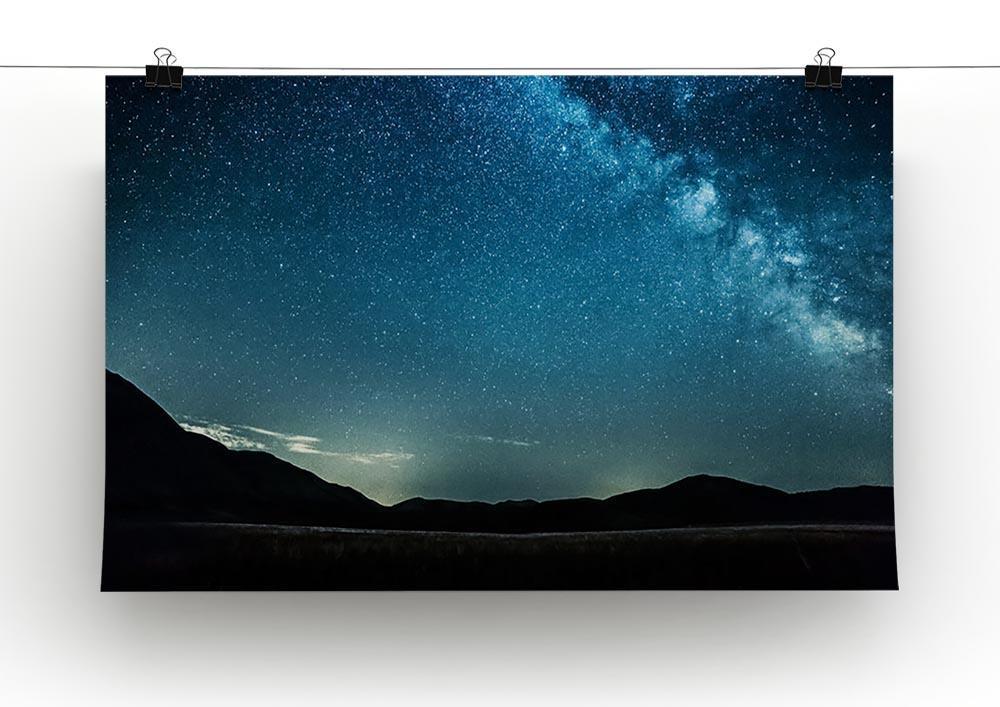 Night sky with stars milky way over mountains Canvas Print or Poster - Canvas Art Rocks - 2