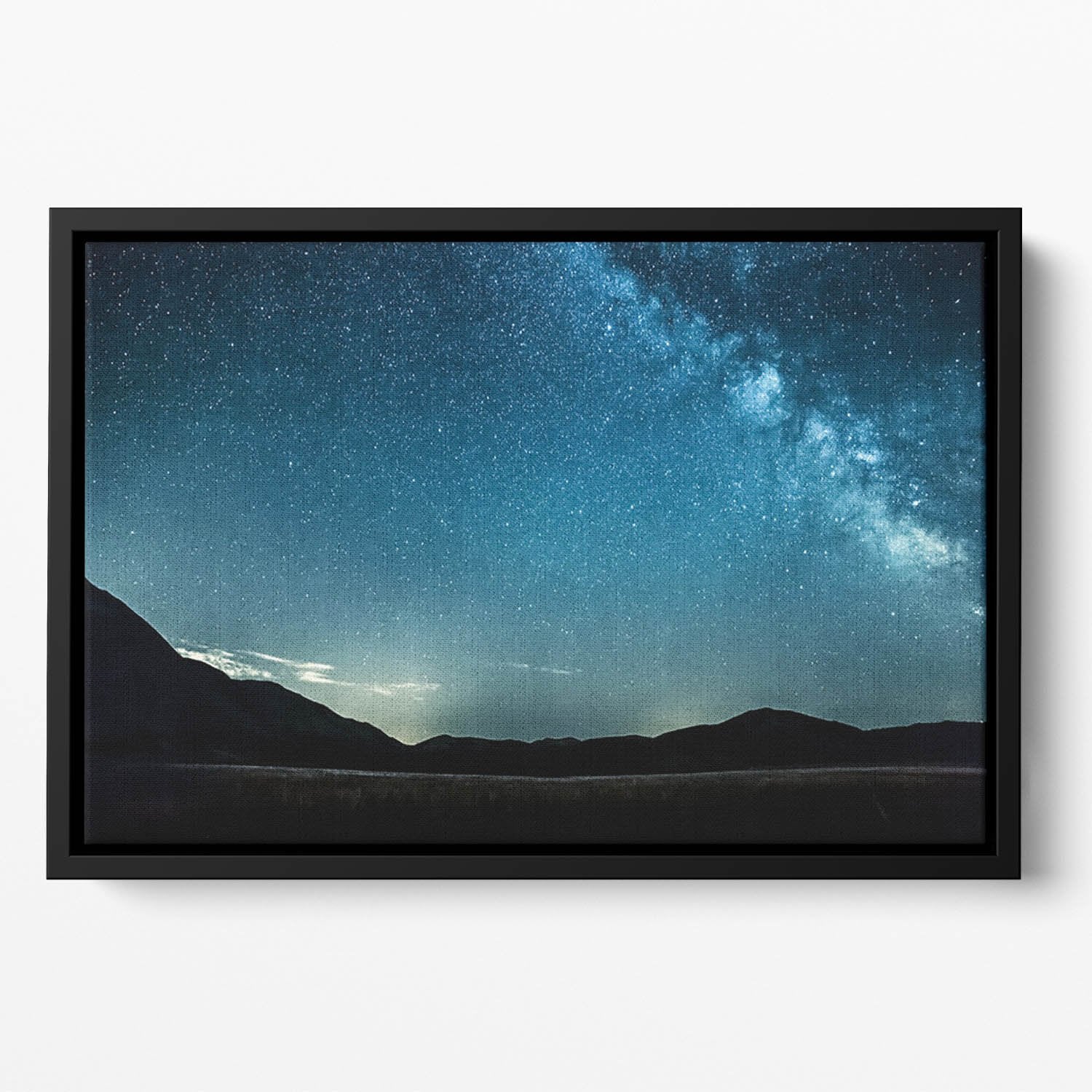 Night sky with stars milky way over mountains Floating Framed Canvas