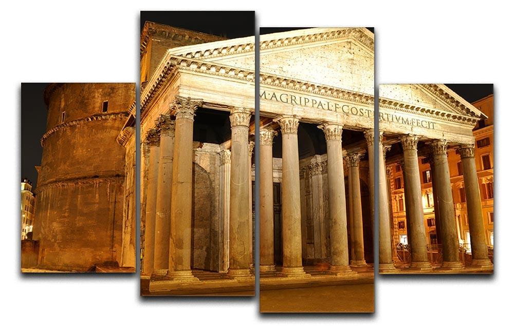 Night view of Pantheon Rome 4 Split Panel Canvas  - Canvas Art Rocks - 1