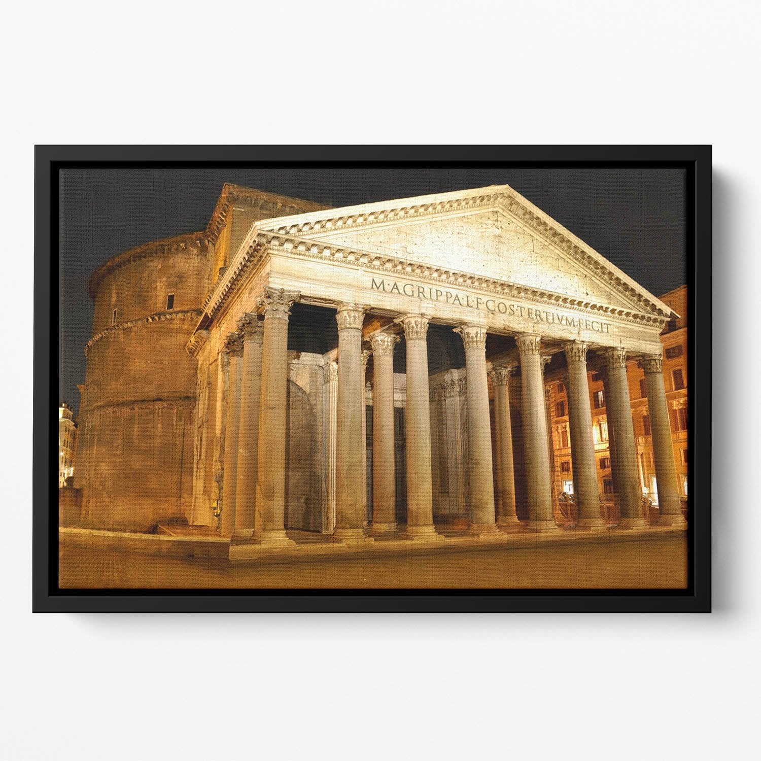 Night view of Pantheon Rome Floating Framed Canvas