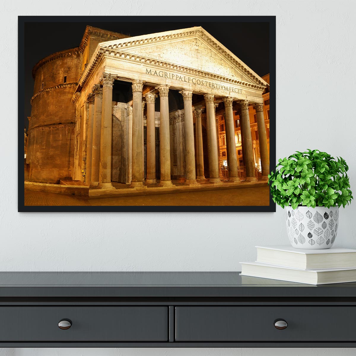 Night view of Pantheon Rome Framed Print - Canvas Art Rocks - 2