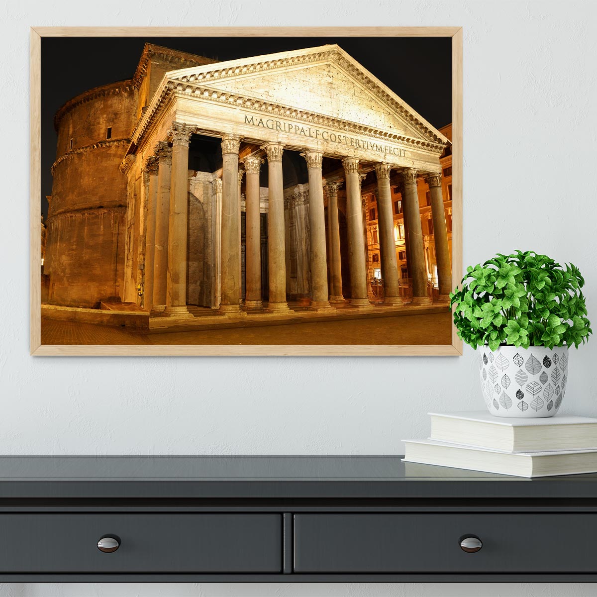 Night view of Pantheon Rome Framed Print - Canvas Art Rocks - 4