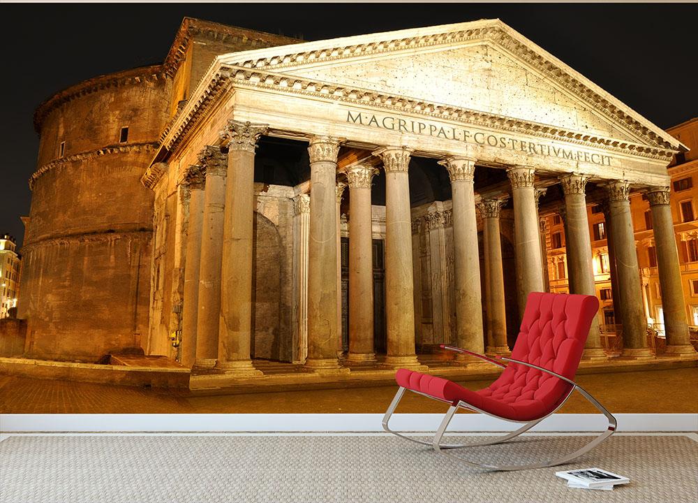 Night view of Pantheon Rome Wall Mural Wallpaper - Canvas Art Rocks - 2