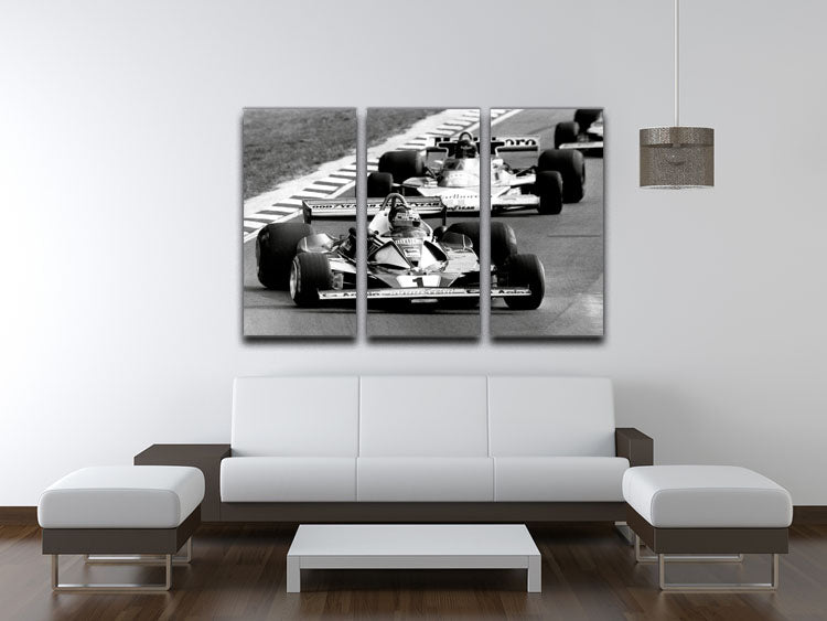 Niki Lauda leads James Hunt in the British Grand Prix 1976 3 Split Panel Canvas Print - Canvas Art Rocks - 3