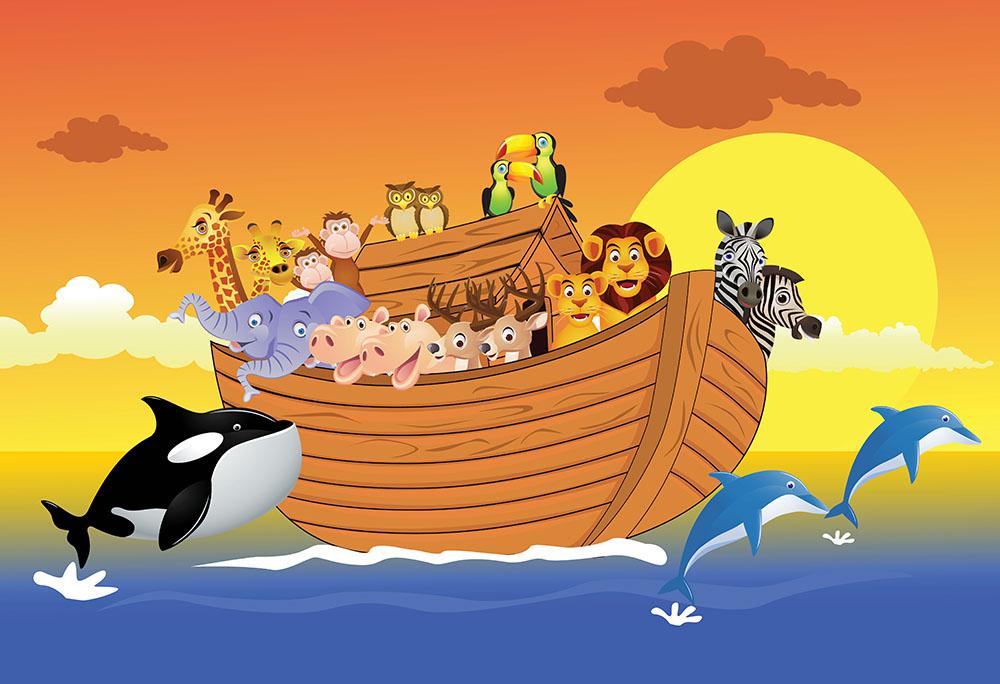 Noah Ark Whale Wall Mural Wallpaper - Canvas Art Rocks - 1