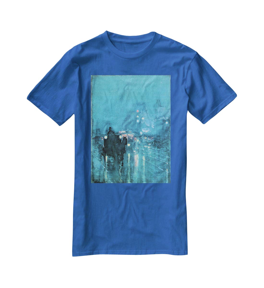 Nocturne Railway Crossing Chicago by Hassam T-Shirt - Canvas Art Rocks - 2