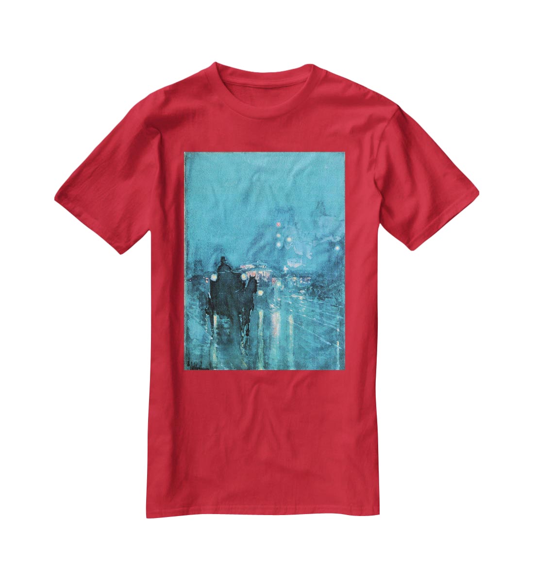 Nocturne Railway Crossing Chicago by Hassam T-Shirt - Canvas Art Rocks - 4