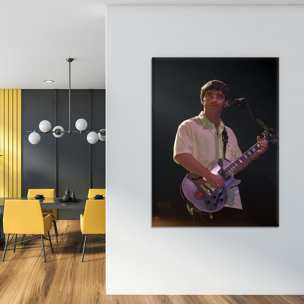 Noel Gallager of Oasis playing guitar Canvas Print or Poster