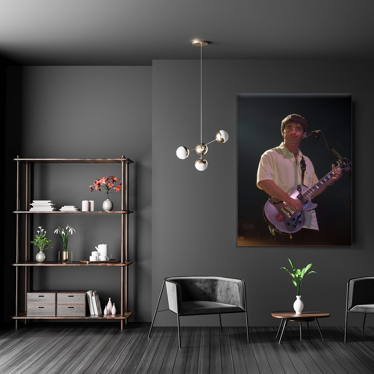 Noel Gallager of Oasis playing guitar Canvas Print or Poster