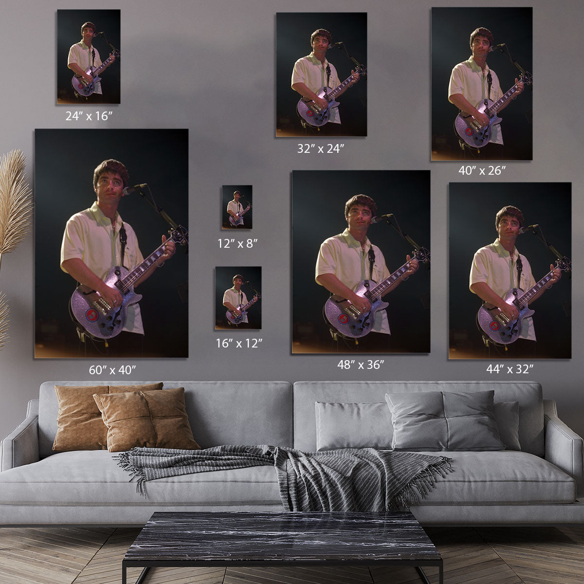 Noel Gallager of Oasis playing guitar Canvas Print or Poster