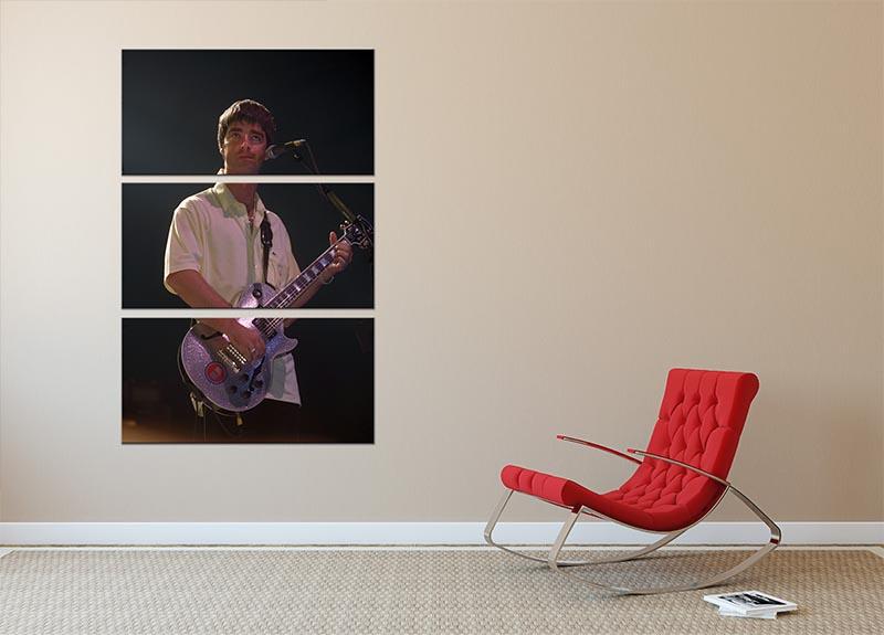 Noel Gallager of Oasis playing guitar 3 Split Panel Canvas Print - Canvas Art Rocks - 2