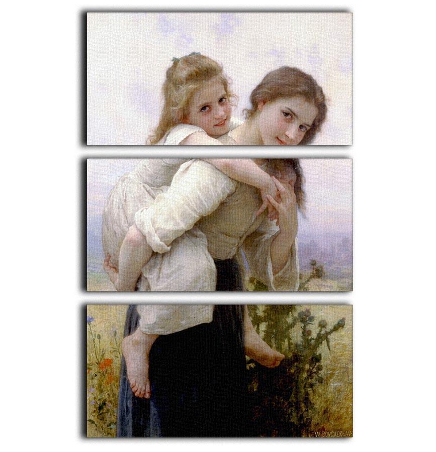 Not Too Much To Carry By Bouguereau 3 Split Panel Canvas Print - Canvas Art Rocks - 1