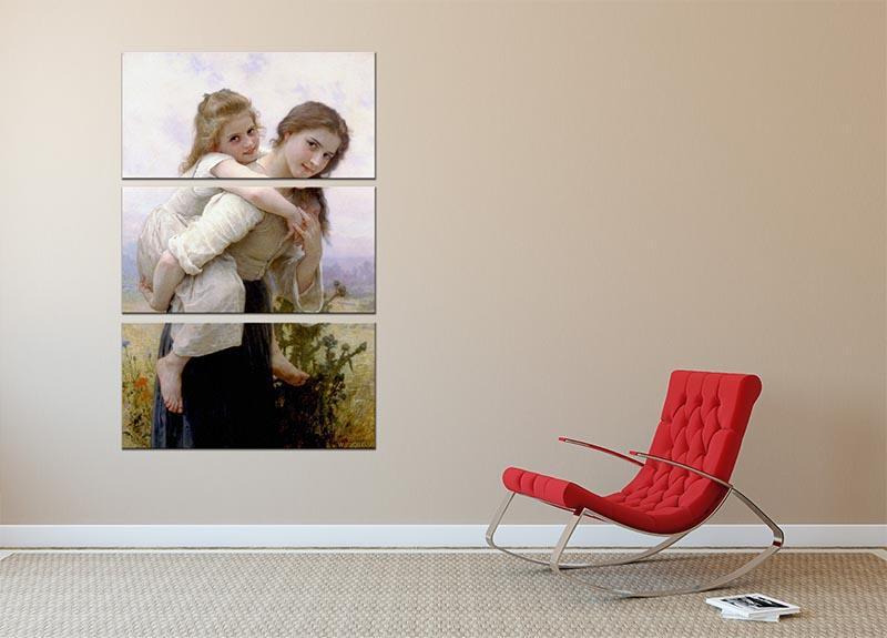 Not Too Much To Carry By Bouguereau 3 Split Panel Canvas Print - Canvas Art Rocks - 2