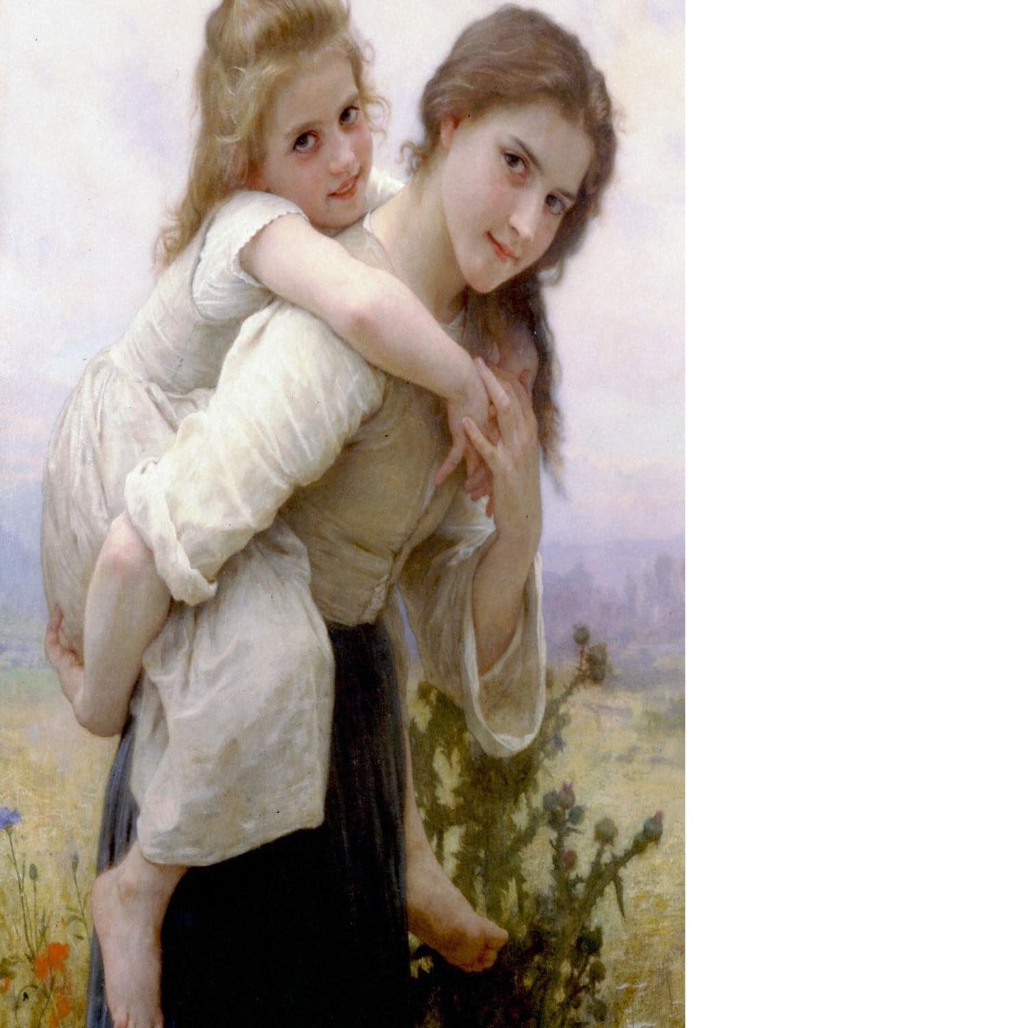 Not Too Much To Carry By Bouguereau Floating Framed Canvas