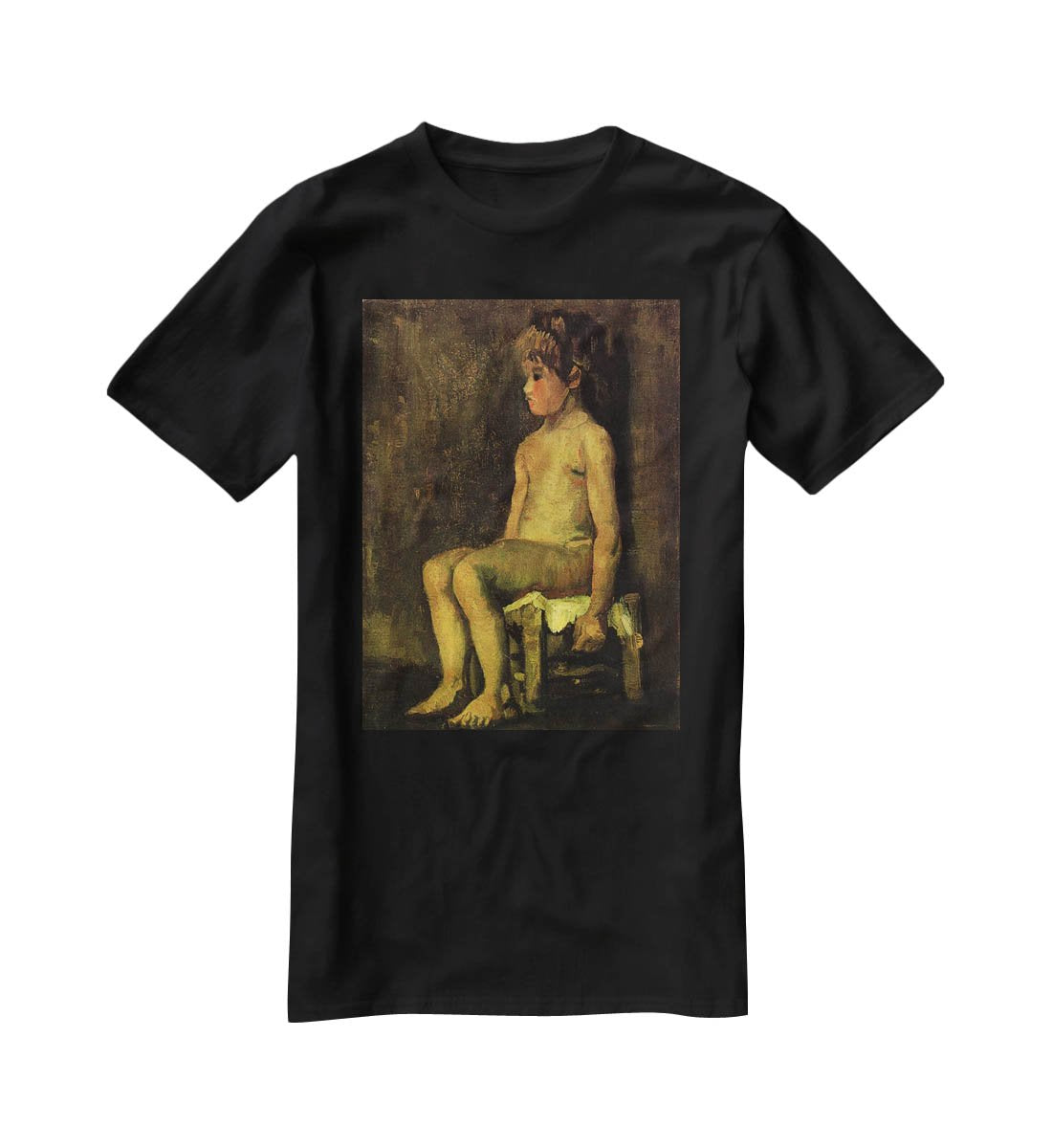 Nude Study of a Little Girl Seated by Van Gogh T-Shirt - Canvas Art Rocks - 1