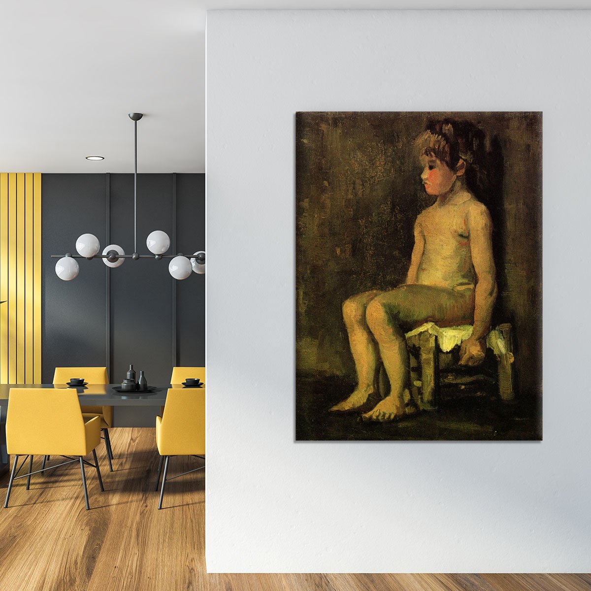 Nude Study of a Little Girl Seated by Van Gogh Canvas Print or Poster