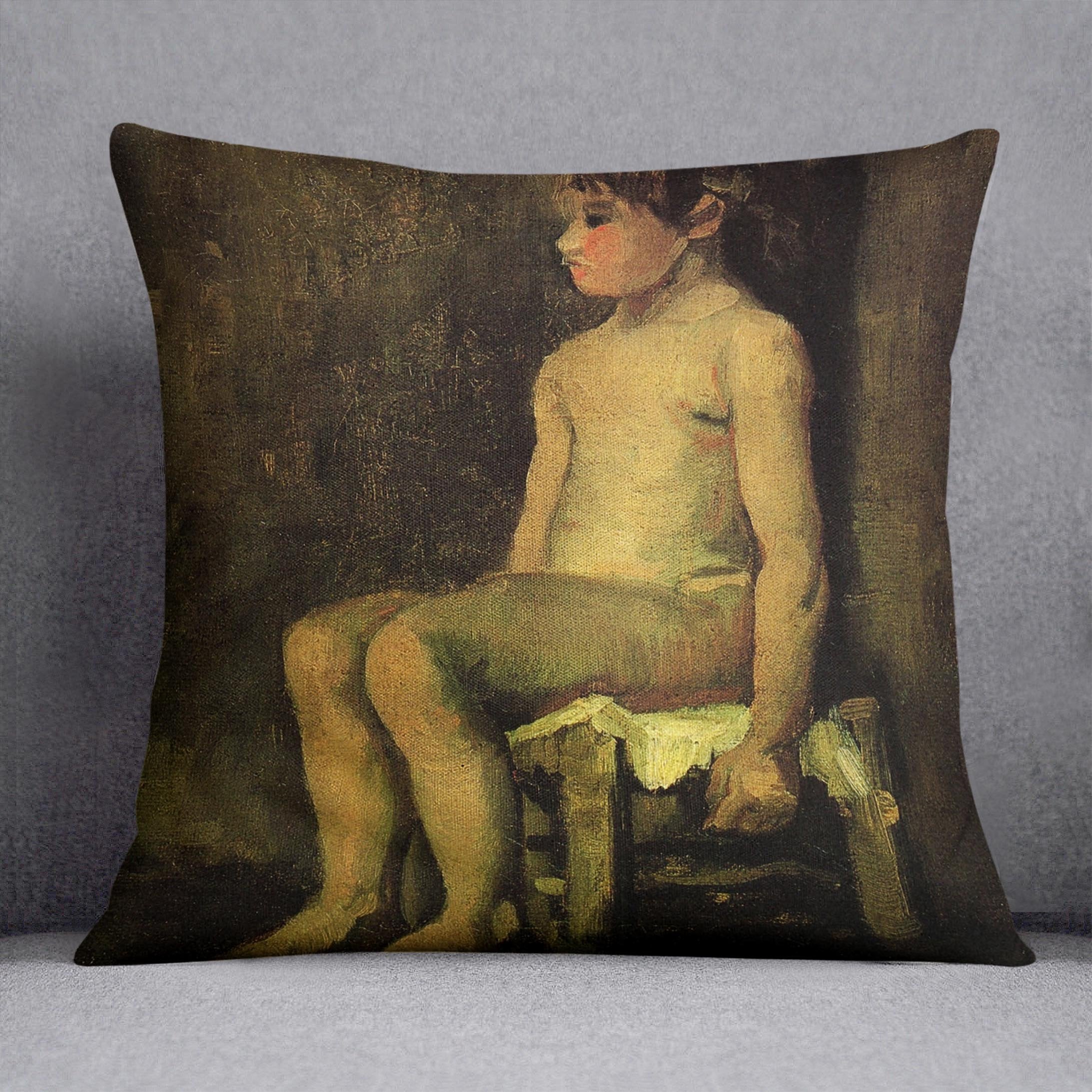 Nude Study of a Little Girl Seated by Van Gogh Throw Pillow