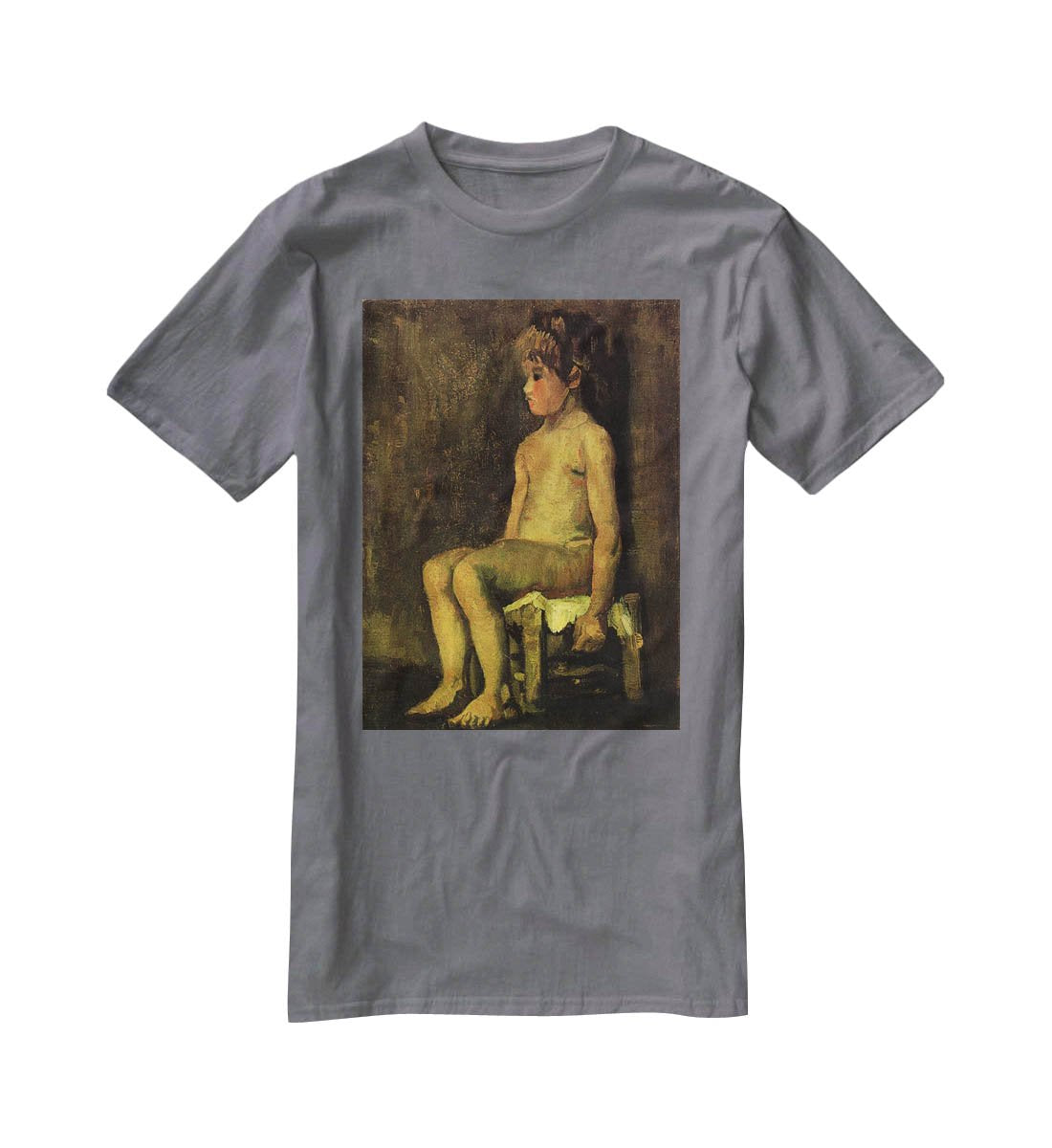 Nude Study of a Little Girl Seated by Van Gogh T-Shirt - Canvas Art Rocks - 3