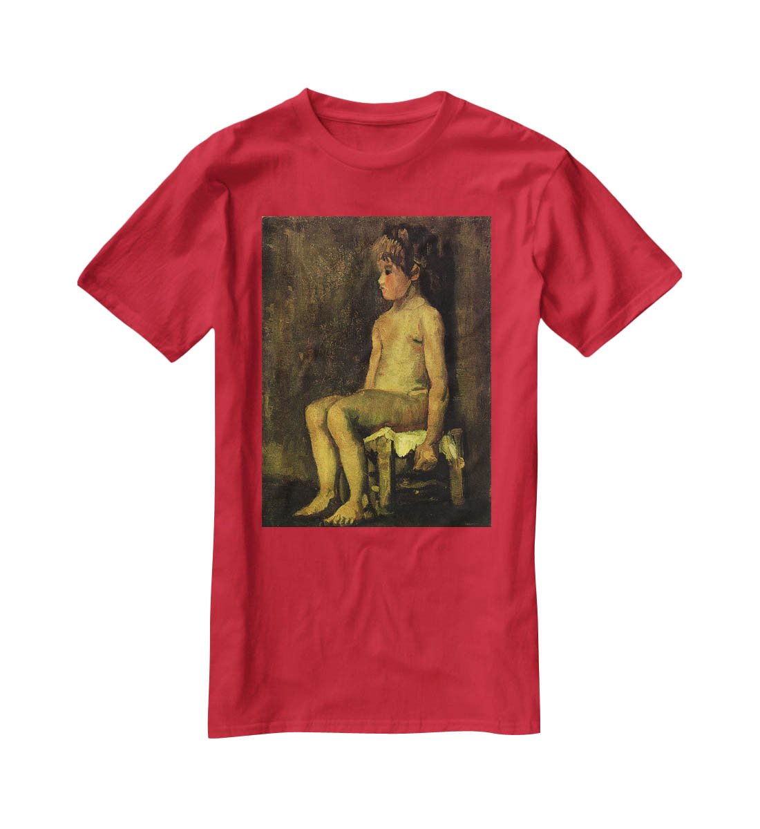 Nude Study of a Little Girl Seated by Van Gogh T-Shirt - Canvas Art Rocks - 4