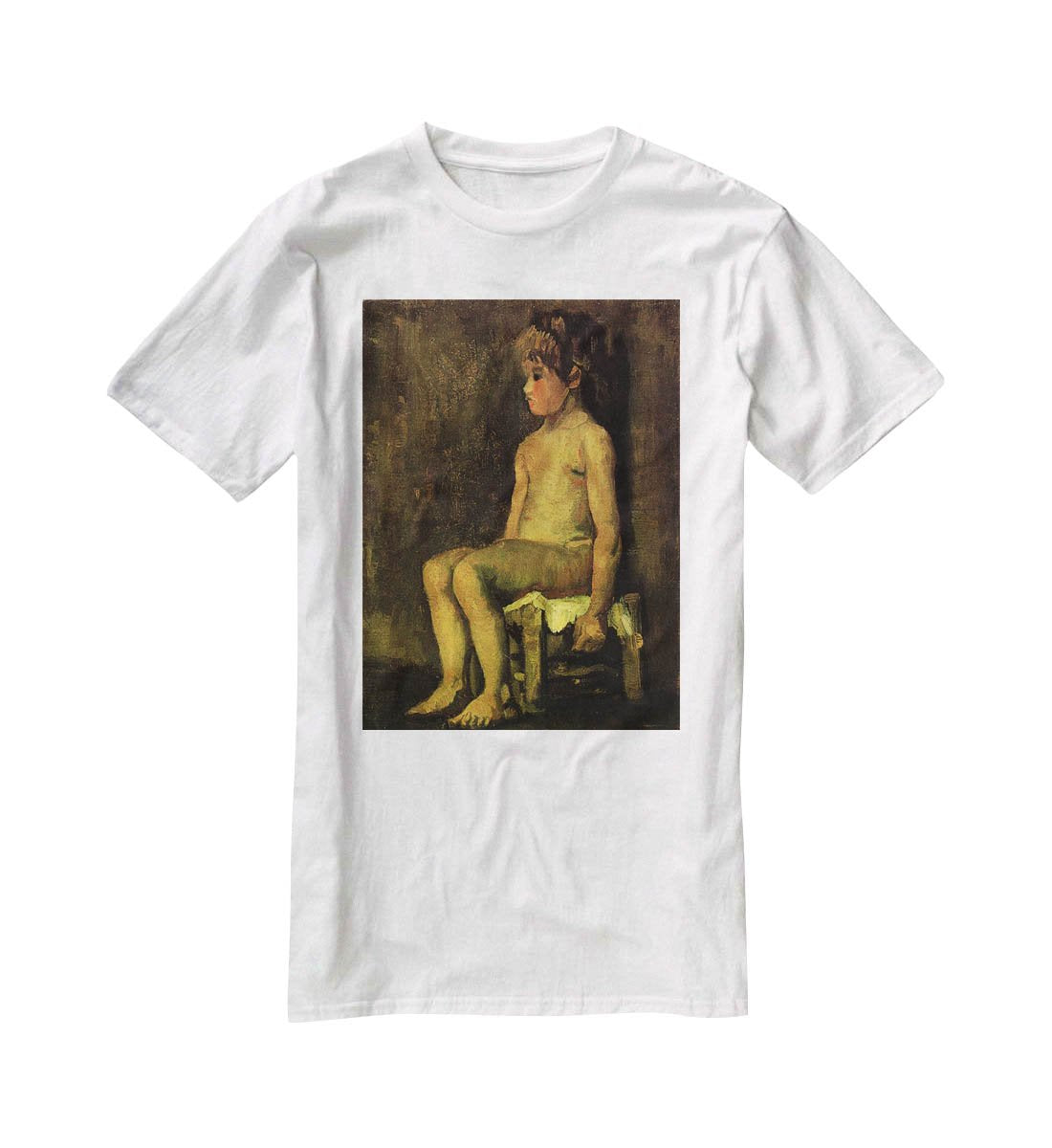 Nude Study of a Little Girl Seated by Van Gogh T-Shirt - Canvas Art Rocks - 5