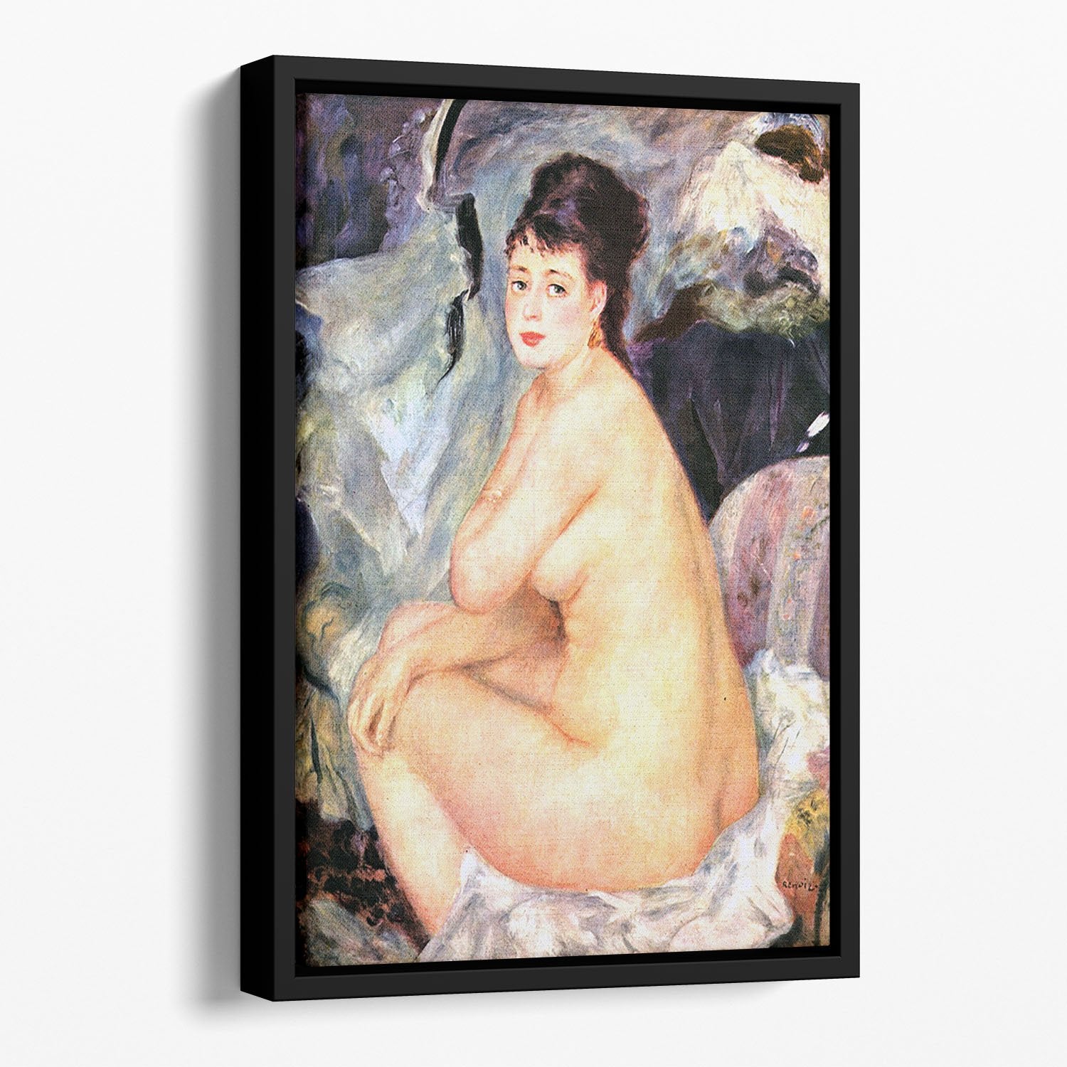 Nude female Anna by Renoir Floating Framed Canvas