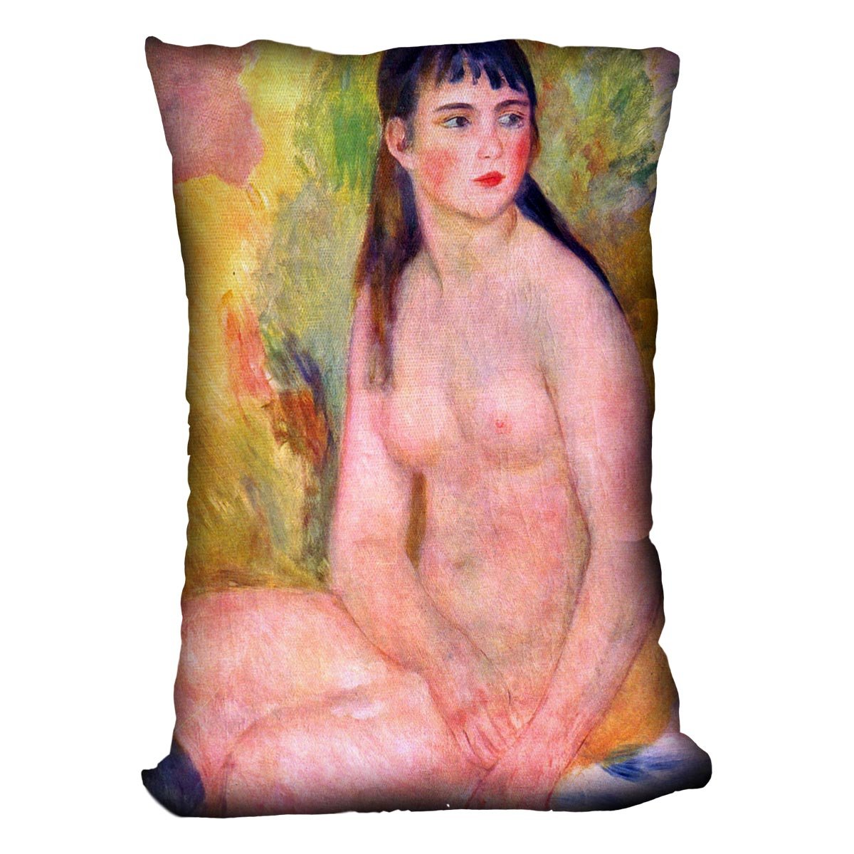 Nude female by Renoir Throw Pillow