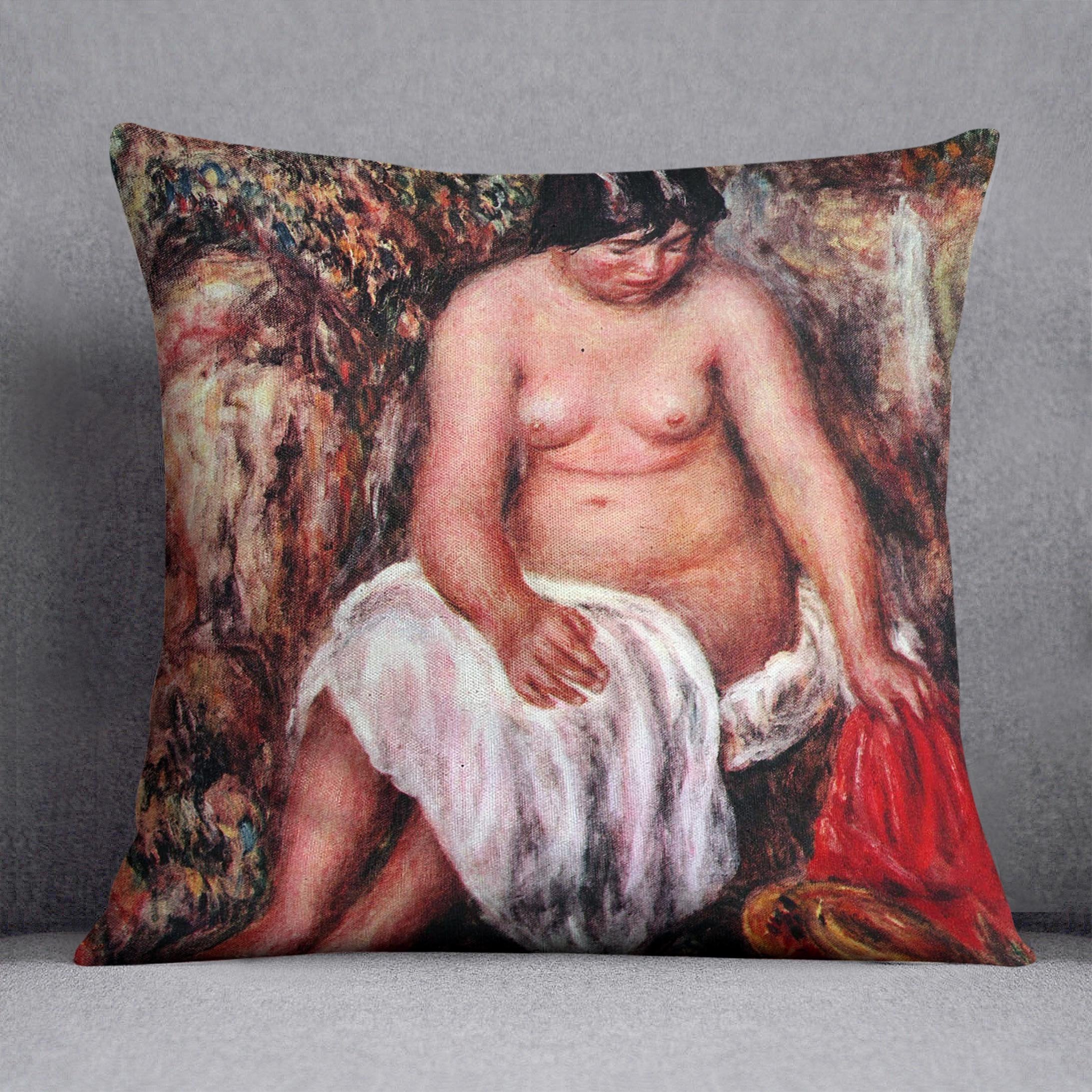 Nude with Straw by Renoir by Renoir Throw Pillow