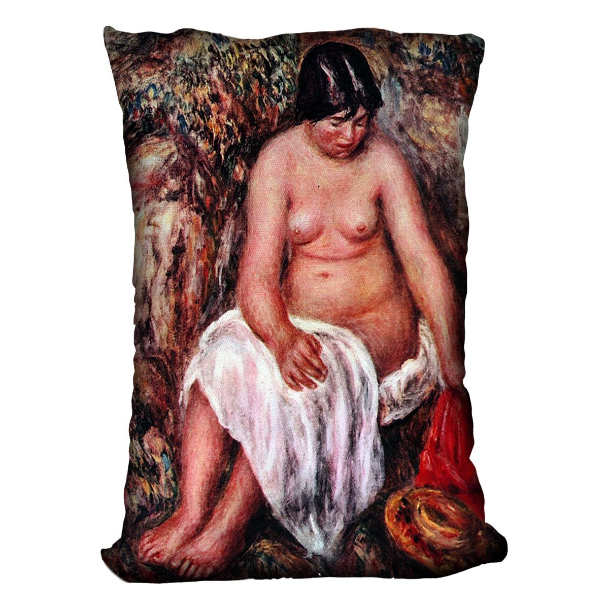 Nude with Straw by Renoir by Renoir Throw Pillow