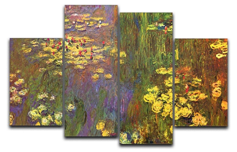 Nympheas water plantes by Monet 4 Split Panel Canvas  - Canvas Art Rocks - 1