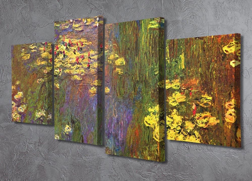 Nympheas water plantes by Monet 4 Split Panel Canvas - Canvas Art Rocks - 2