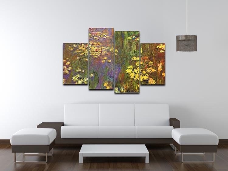 Nympheas water plantes by Monet 4 Split Panel Canvas - Canvas Art Rocks - 3