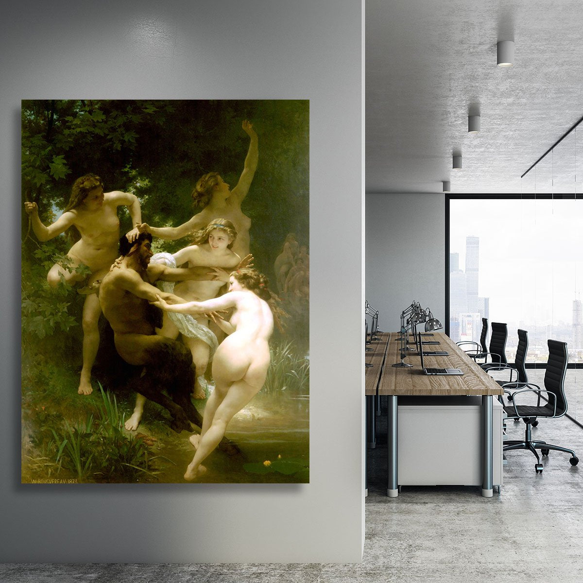 Nymphs and Satyr By Bouguereau Canvas Print or Poster