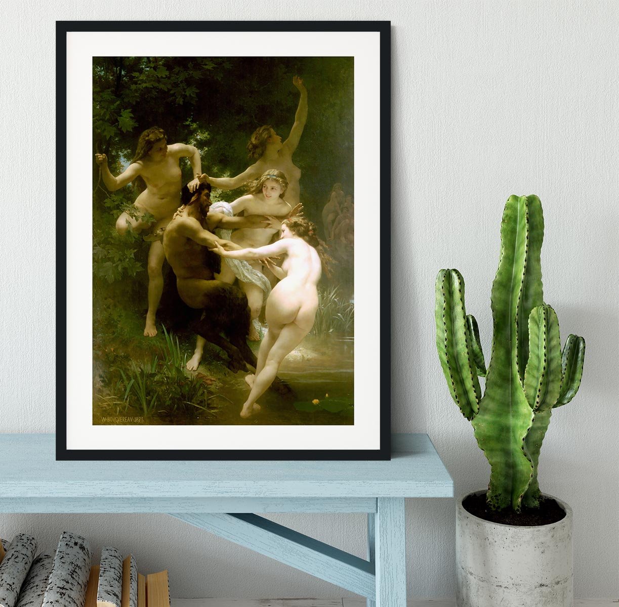 Nymphs and Satyr By Bouguereau Framed Print - Canvas Art Rocks - 1