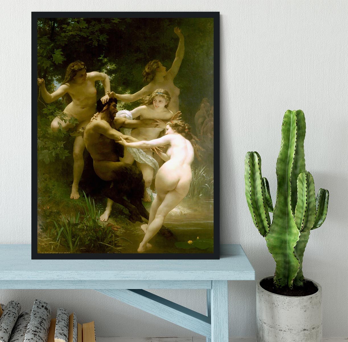 Nymphs and Satyr By Bouguereau Framed Print - Canvas Art Rocks - 2