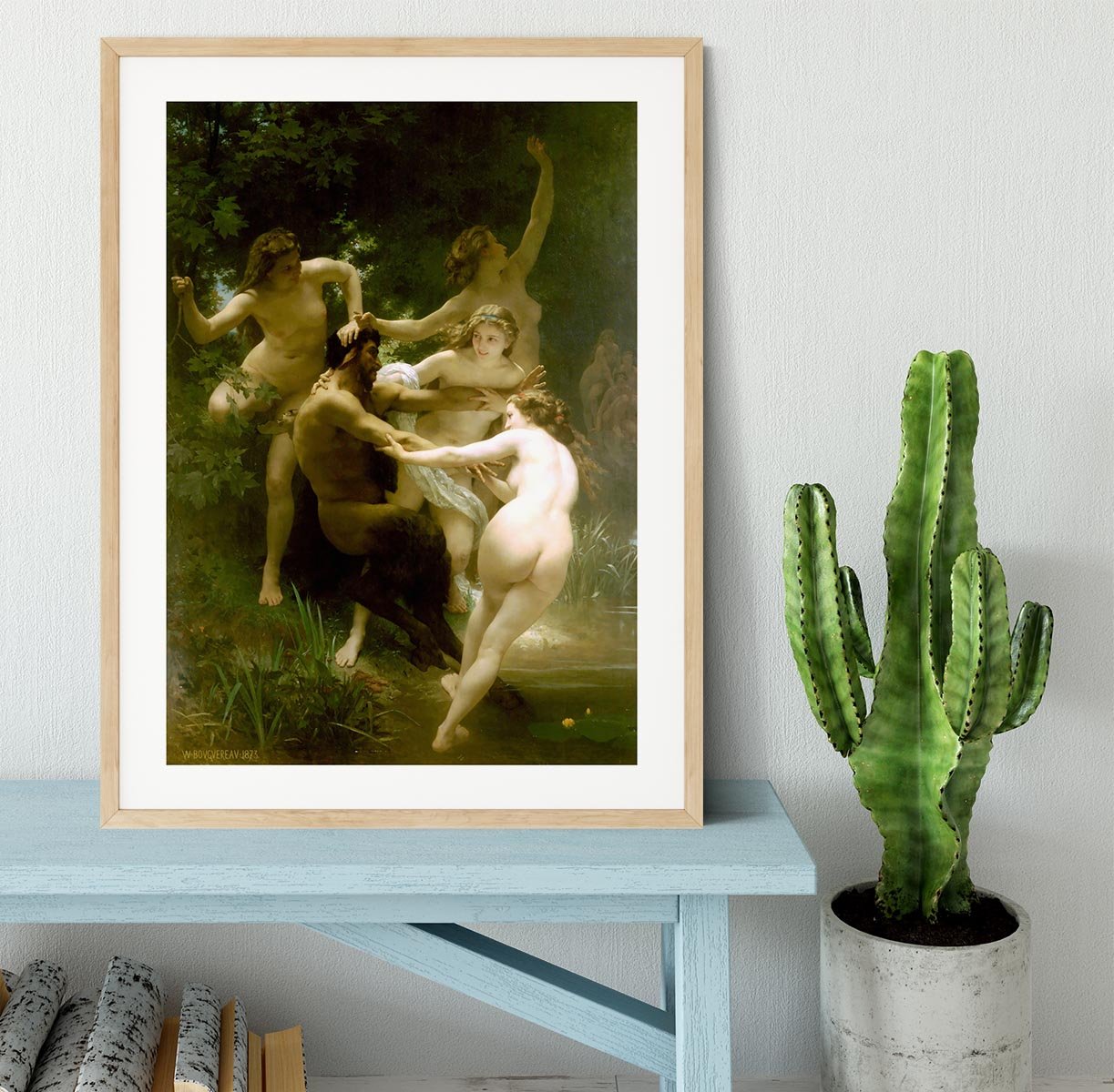 Nymphs and Satyr By Bouguereau Framed Print - Canvas Art Rocks - 3