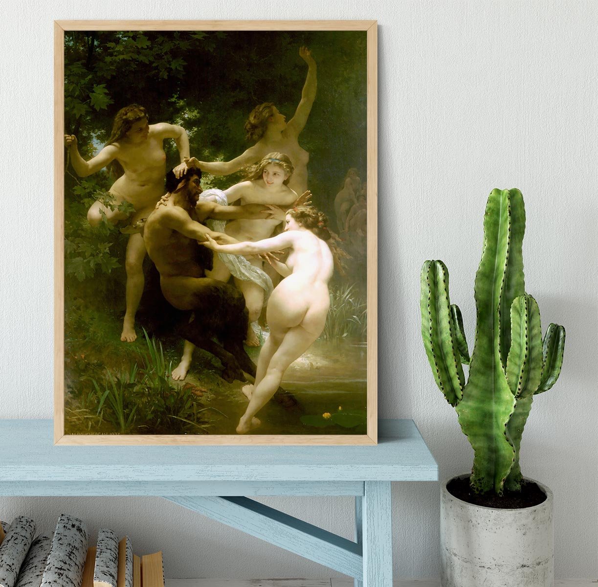 Nymphs and Satyr By Bouguereau Framed Print - Canvas Art Rocks - 4