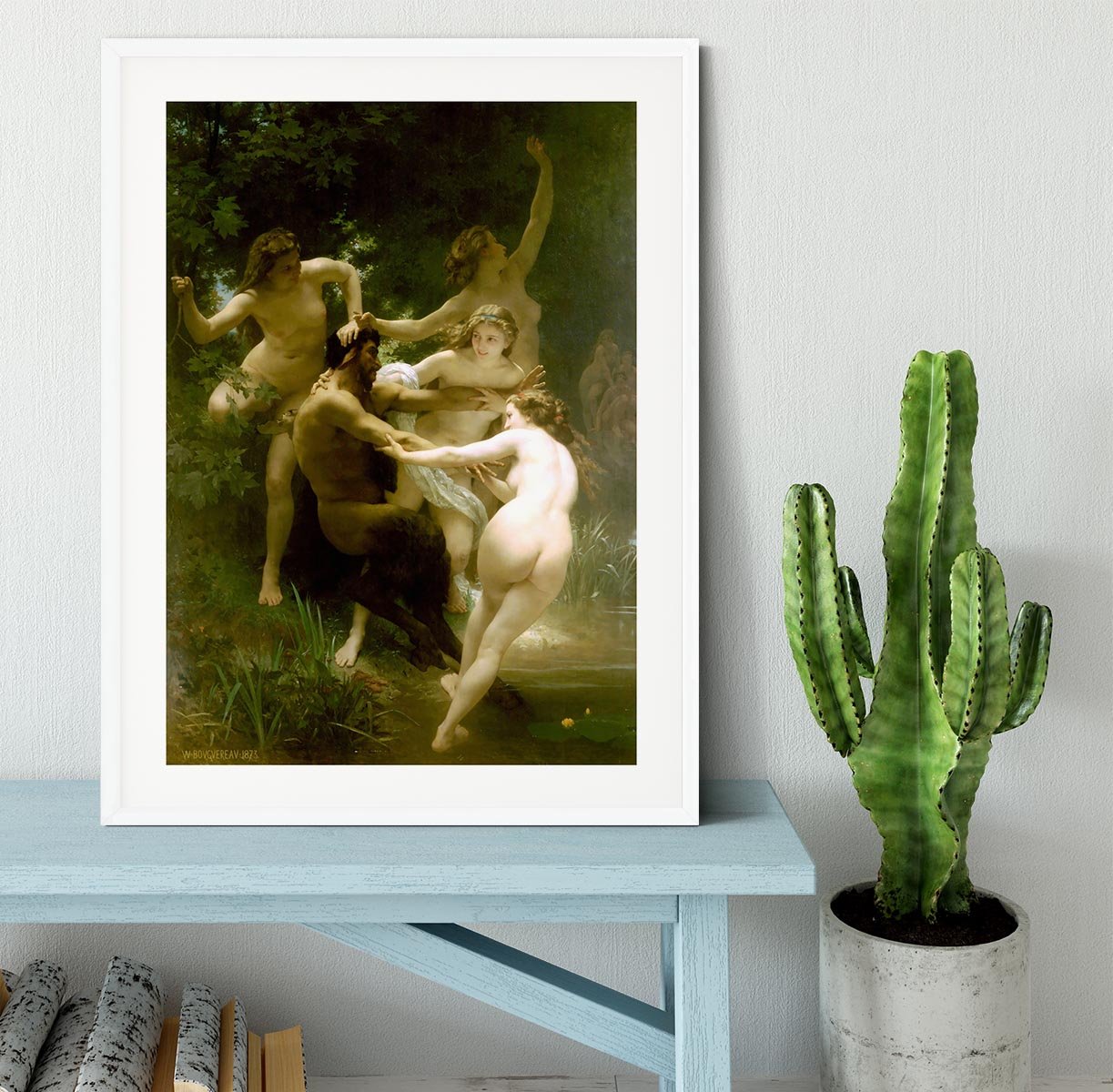 Nymphs and Satyr By Bouguereau Framed Print - Canvas Art Rocks - 5