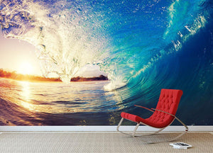Ocean Wave at Sunrise Wall Mural Wallpaper - Canvas Art Rocks - 2