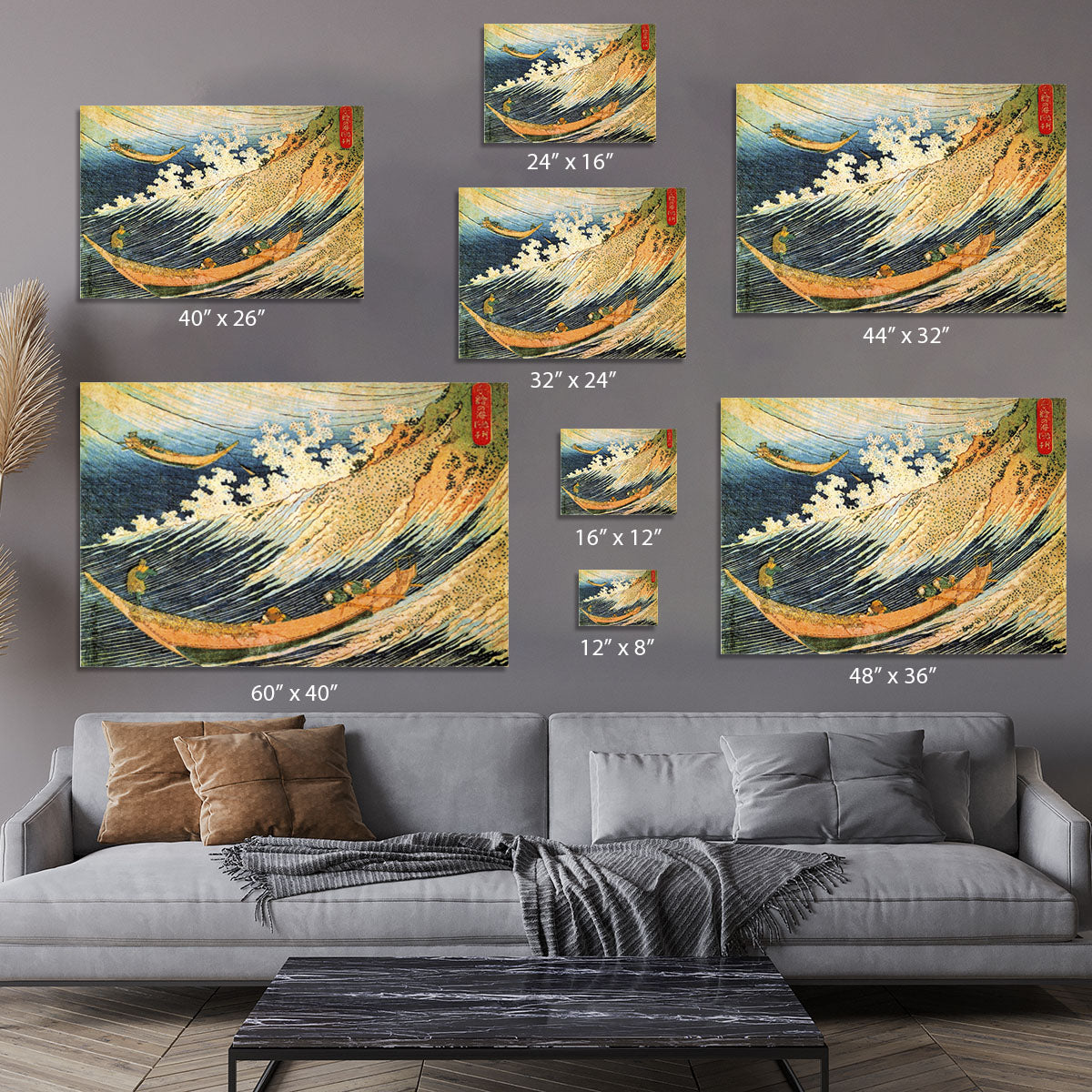Ocean landscape 2 by Hokusai Canvas Print or Poster - Canvas Art Rocks - 7