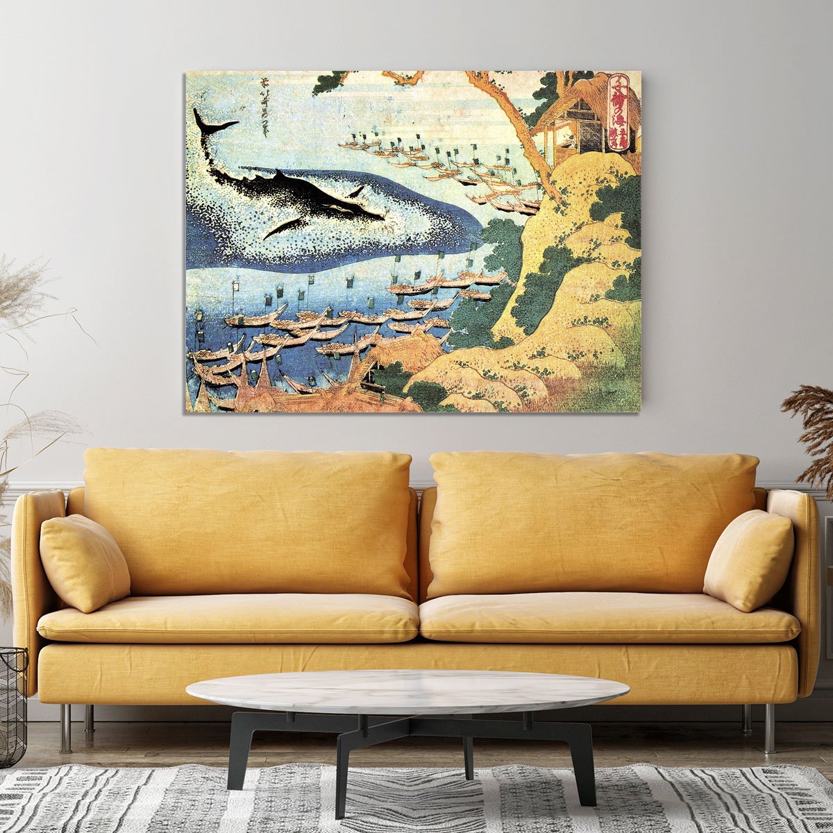 Ocean landscape and whale by Hokusai Canvas Print or Poster