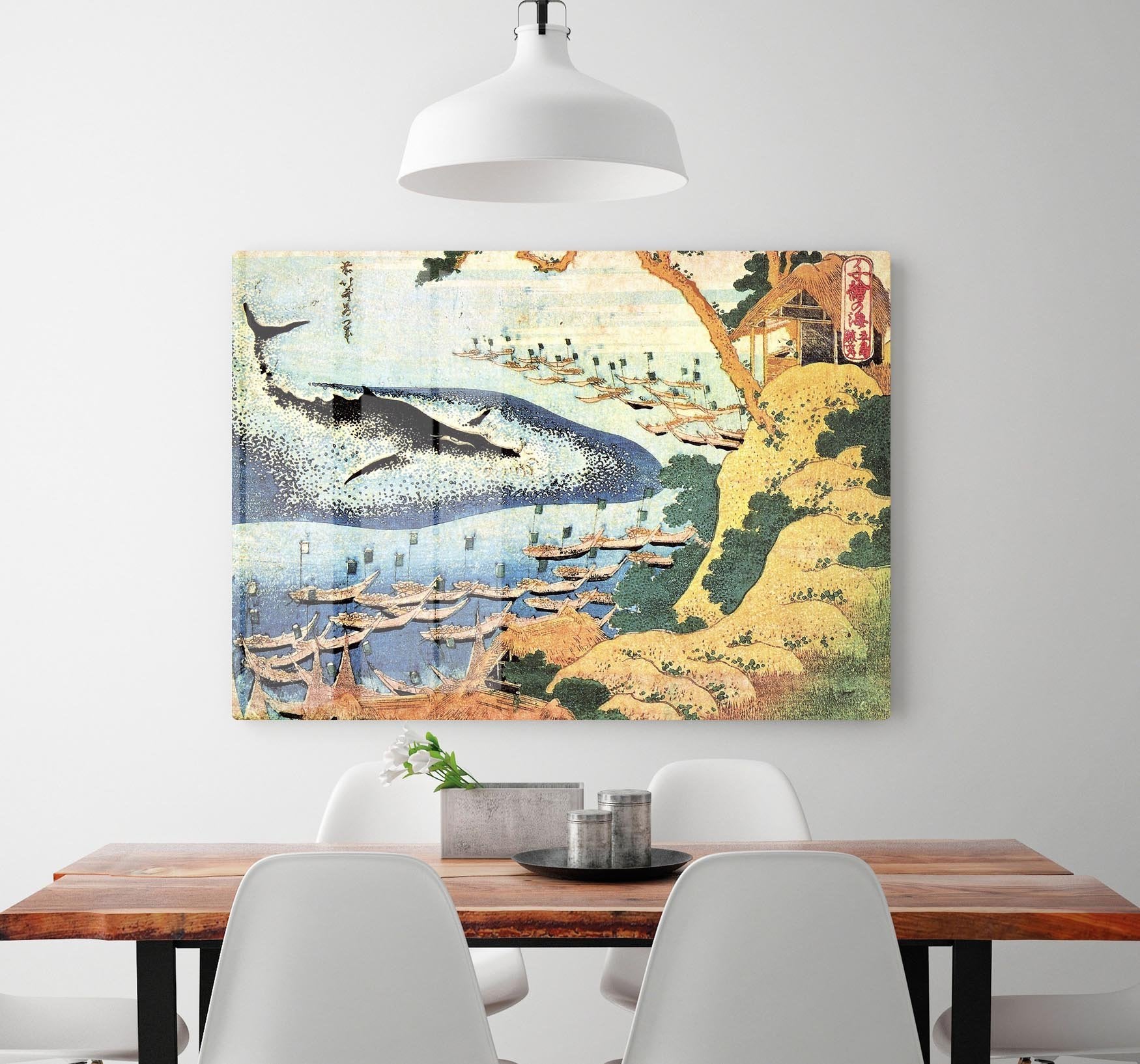 Ocean landscape and whale by Hokusai HD Metal Print