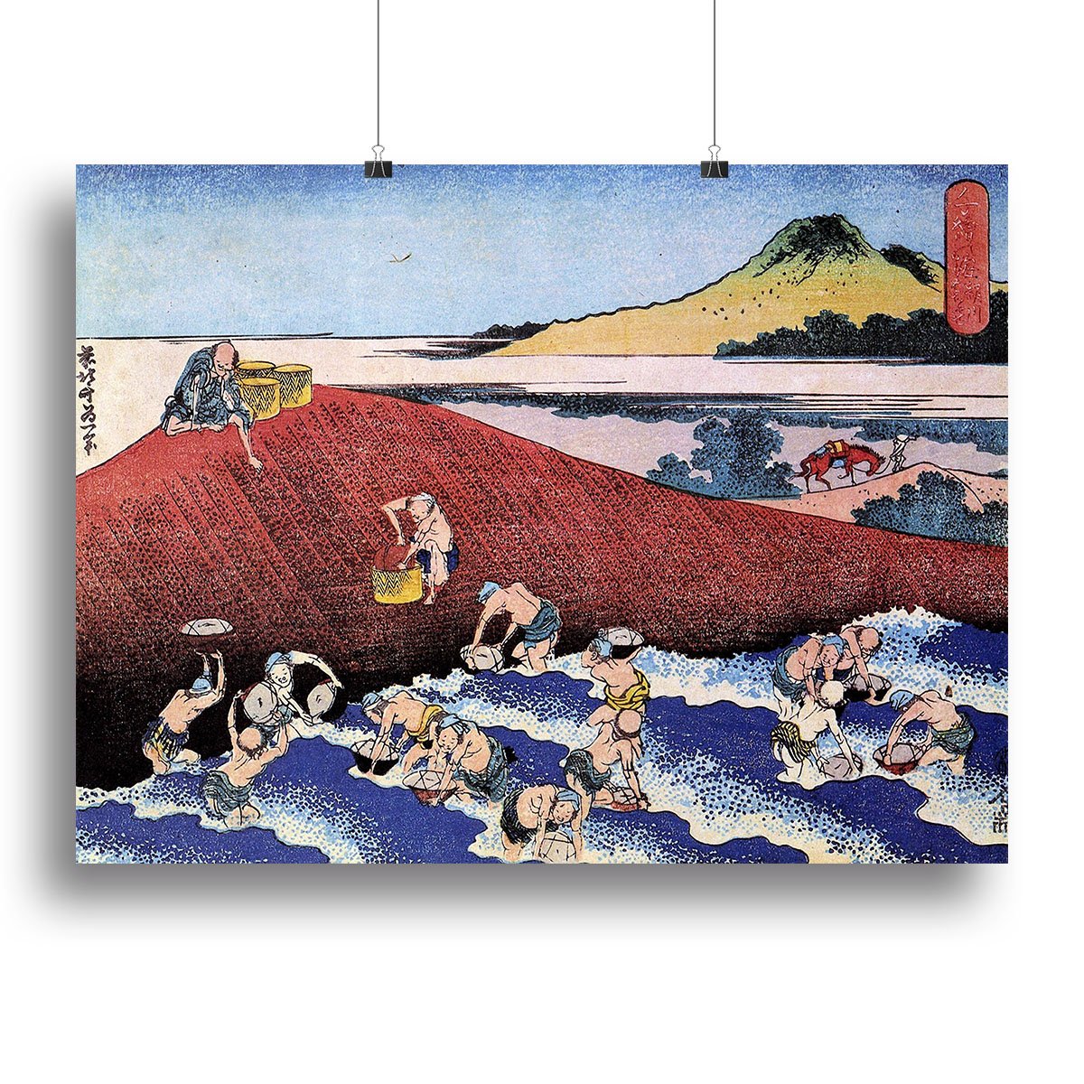 Ocean landscape with fishermen by Hokusai Canvas Print or Poster