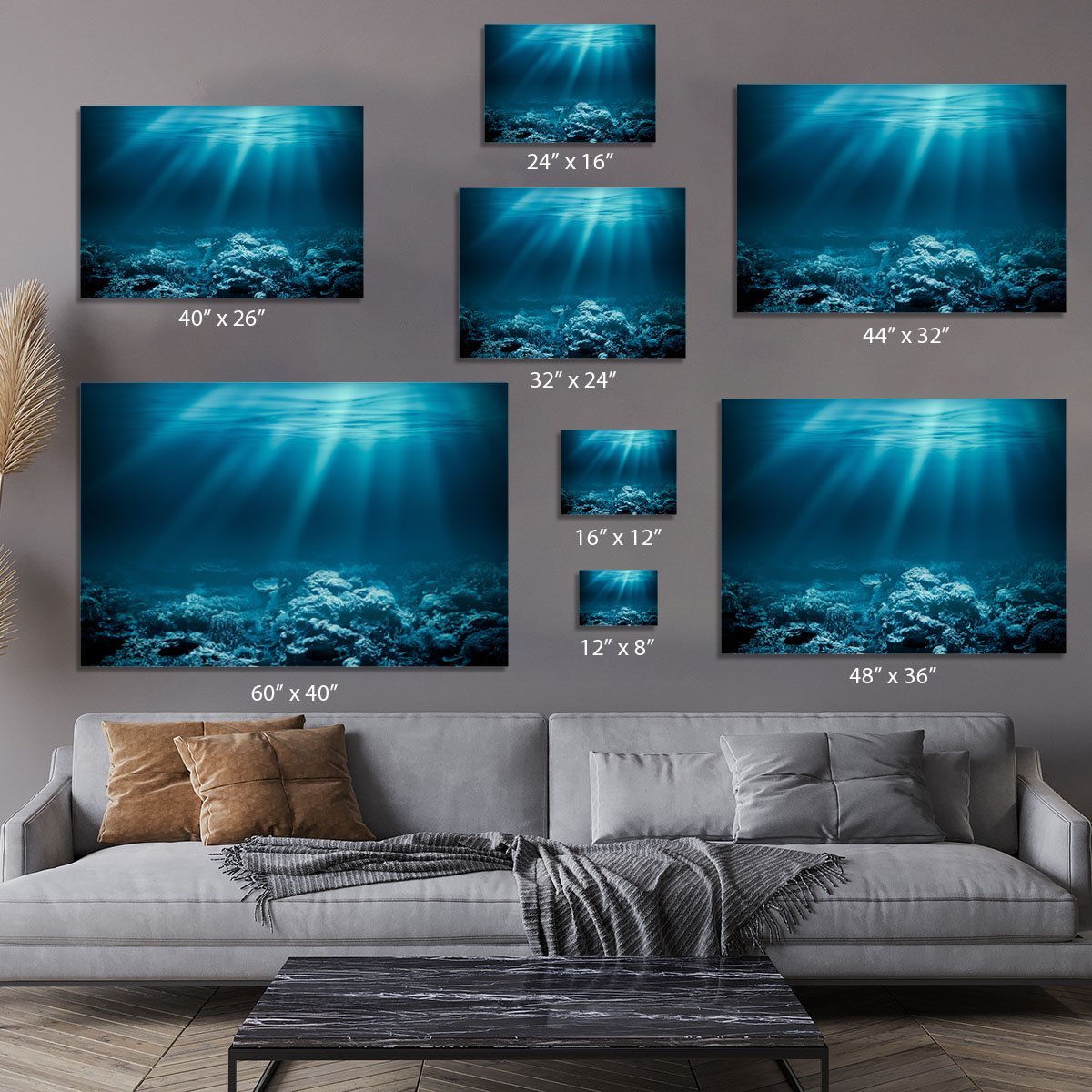 Ocean underwater with coral reef Canvas Print or Poster