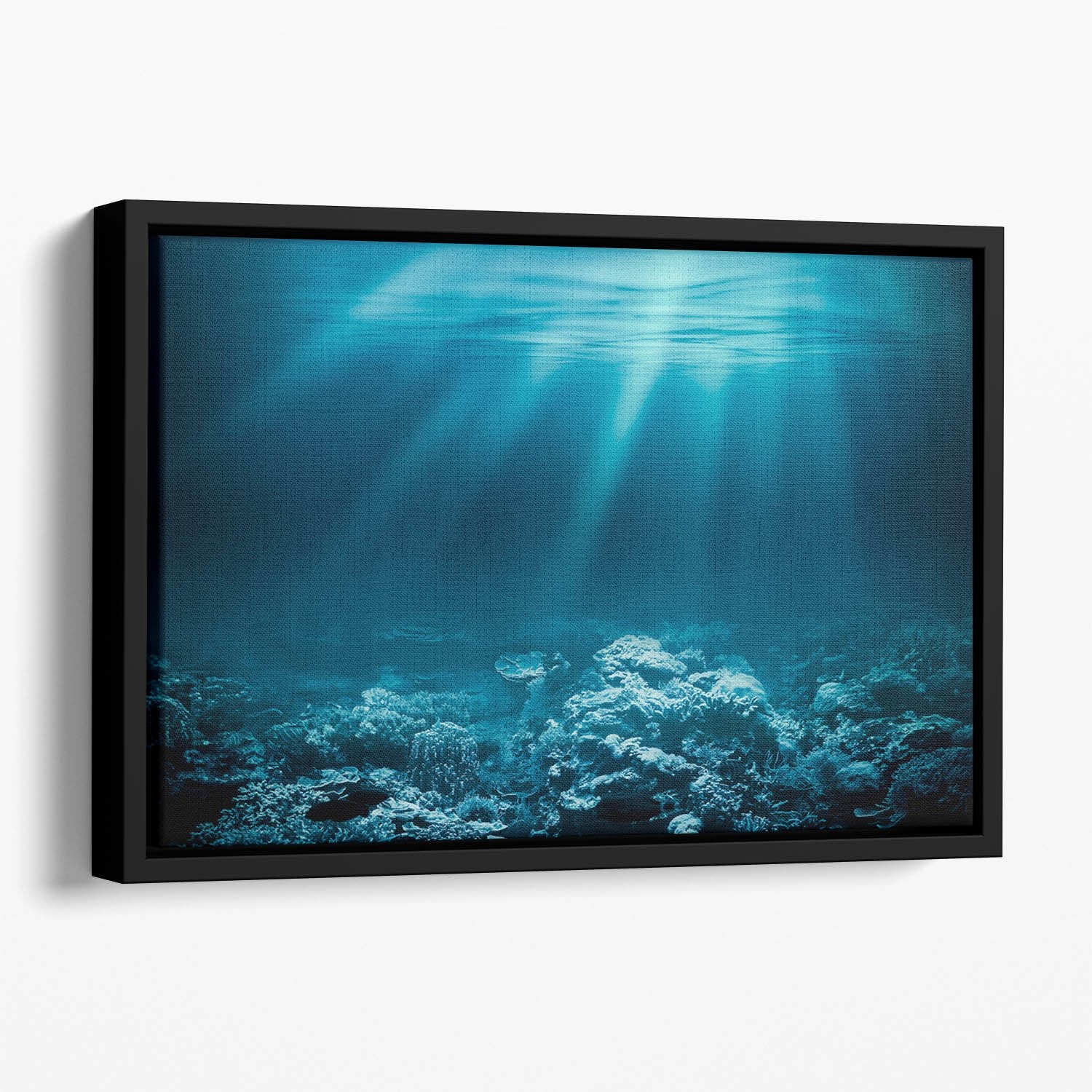 Ocean underwater with coral reef Floating Framed Canvas